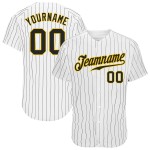 Maillot de baseball personnalisé noir et or, rayures noires et blanches Maillot de baseball personnalisé noir et or, rayures noires et blanches